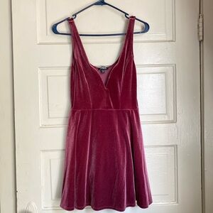 Express Deep V Velvet Mini Dress